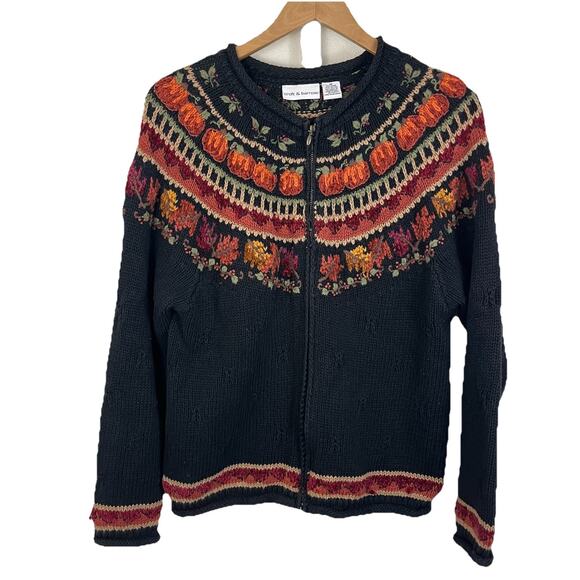 Croft & Barrow Sweaters - Vintage Croft & Barrow Fair Isle Zip Cardigan Sweater M Medium Folklore Autumn